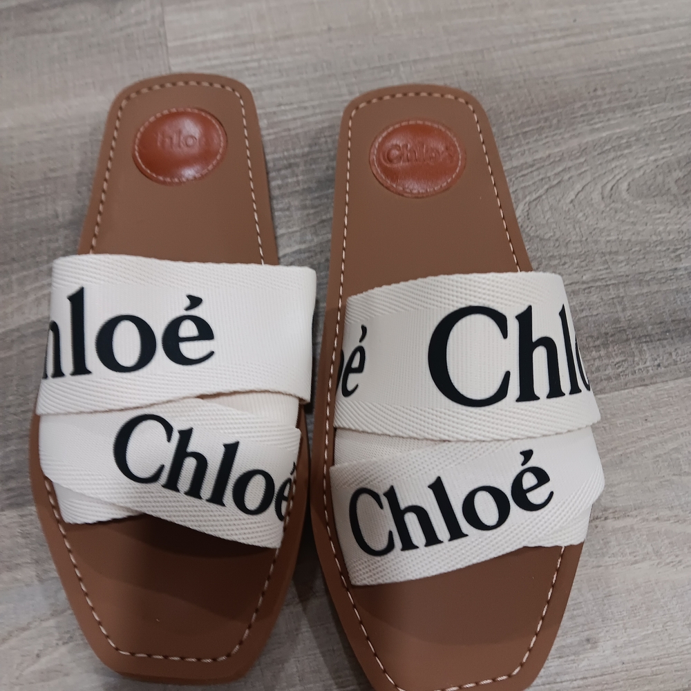 Chloé White and Brown Sandals